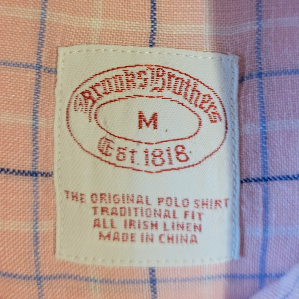 Brook Brothers men's pink & blue short-sleeved button-up shirt size medium - Picture 5 of 14